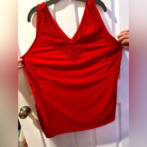 Catherine’s Bright Red Tank with Lace Detail